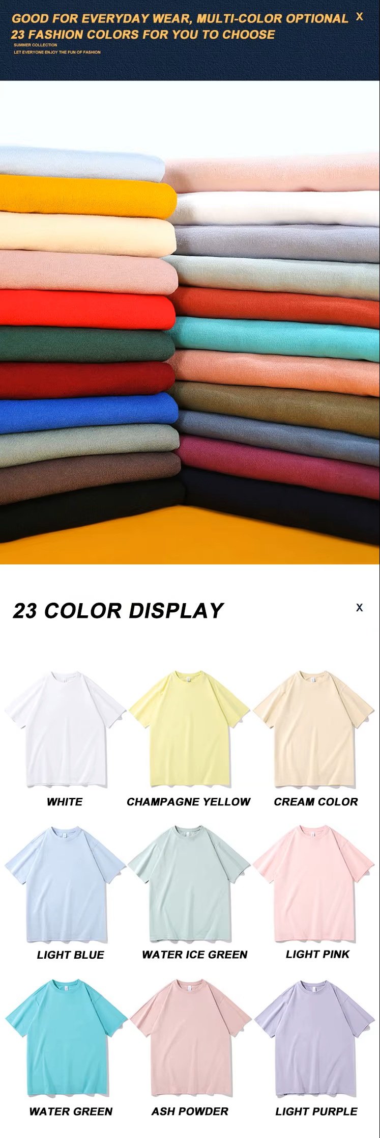 Professional Custom T-Shirt Colors Dispaly