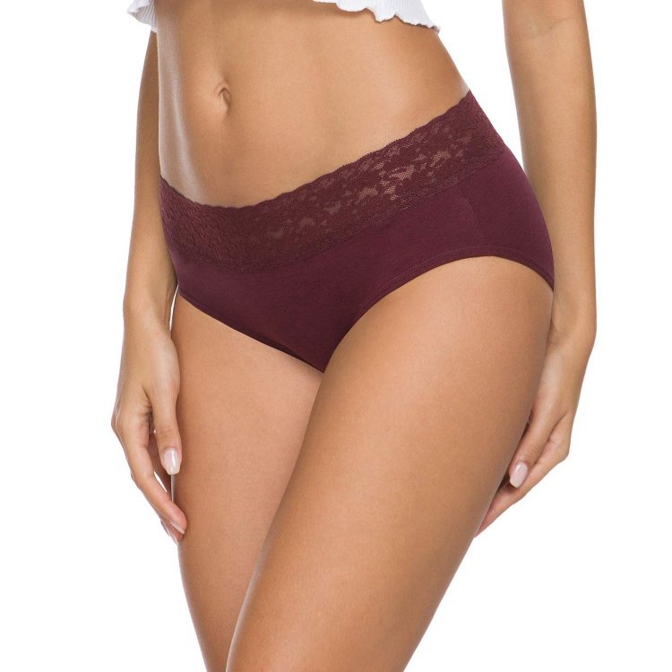women's panties red model show