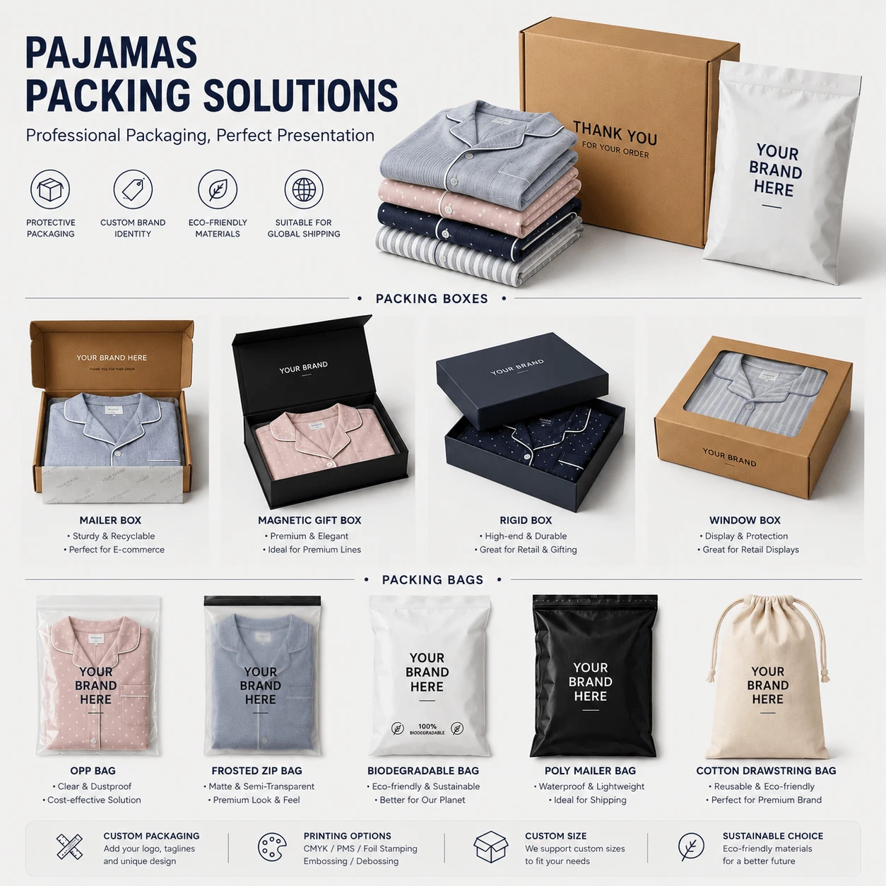 custom pajamas packing