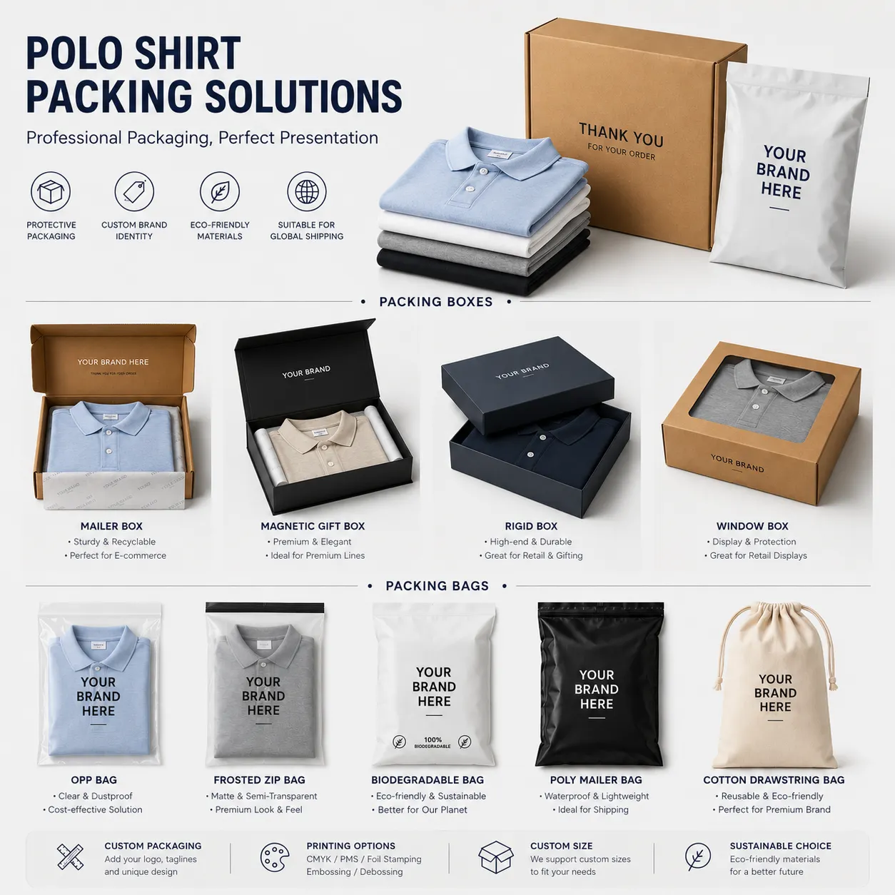 custom polo shirts packing