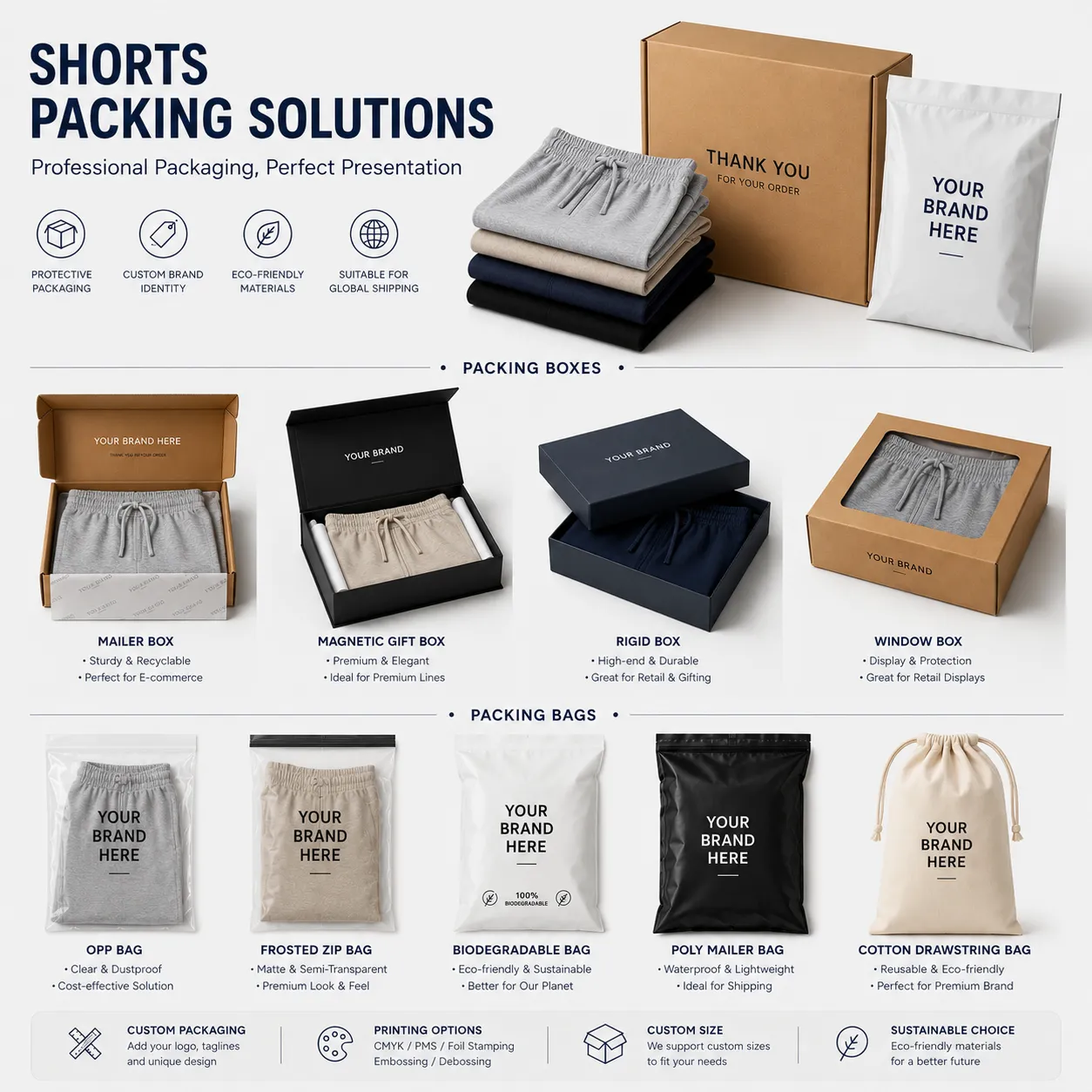 custom shorts packing