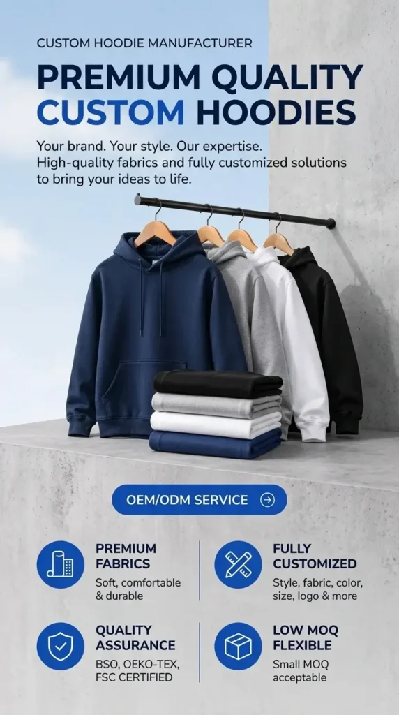 Heavyweight oversized streetwear hoodies in production with high-gsm fleece fabrics and premium screen printing.