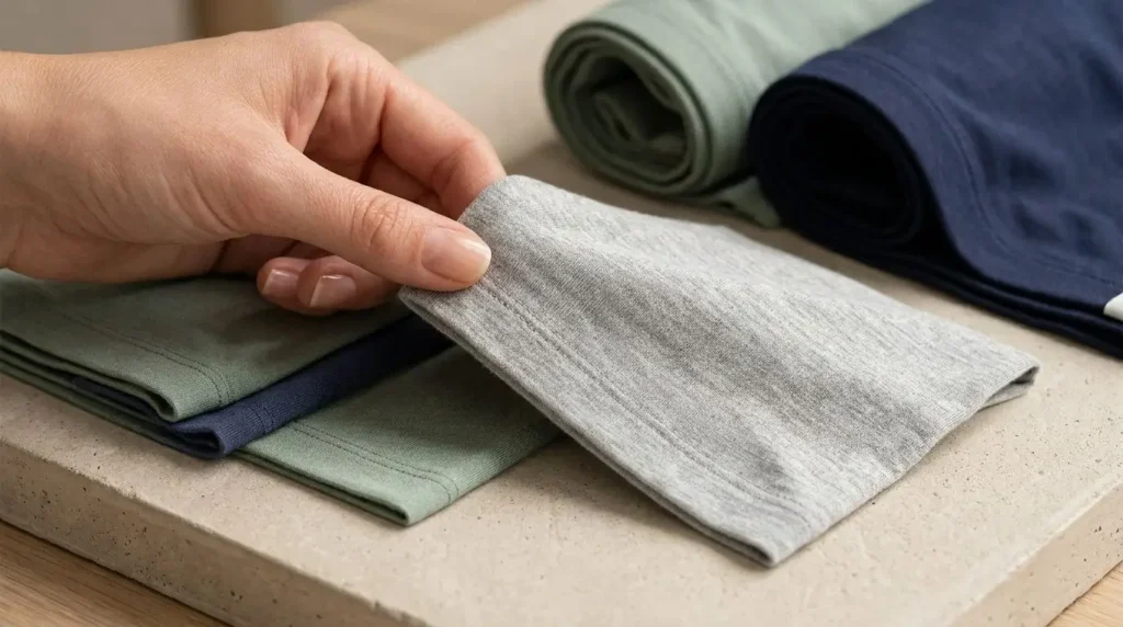 High quality bamboo and modal textile swatch for a how to choose fabric for custom boxer briefs guide.