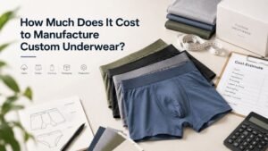 Custom underwear manufacturing cost estimate with fabric, production, branding, and packaging