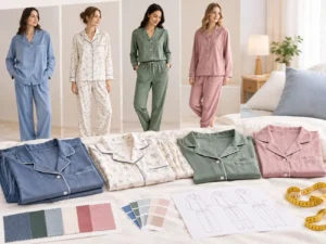 Different pajama fits in blue, floral, green, and pink sleepwear styles